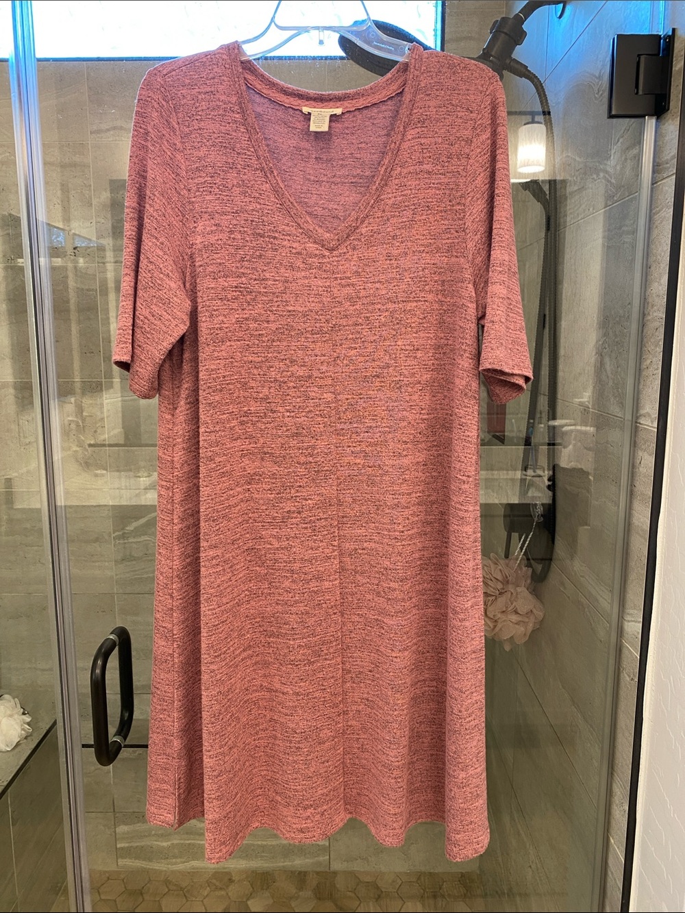 Westbound Mauve Heathered V‑Neck Midi Dress